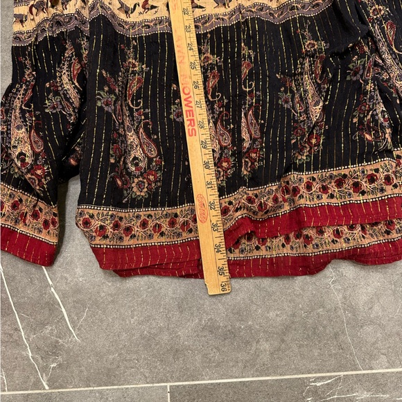 Vintage boho maxi skirt long metallic gold paisley floral red purple black - Picture 7 of 7